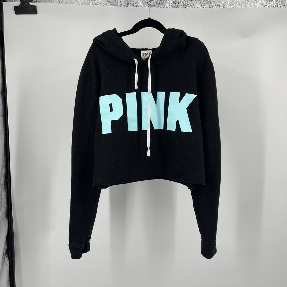Y2K Victoria's Secret Pink Hoodie Sweatshirt S Cropped Oversized Preppy Lounge